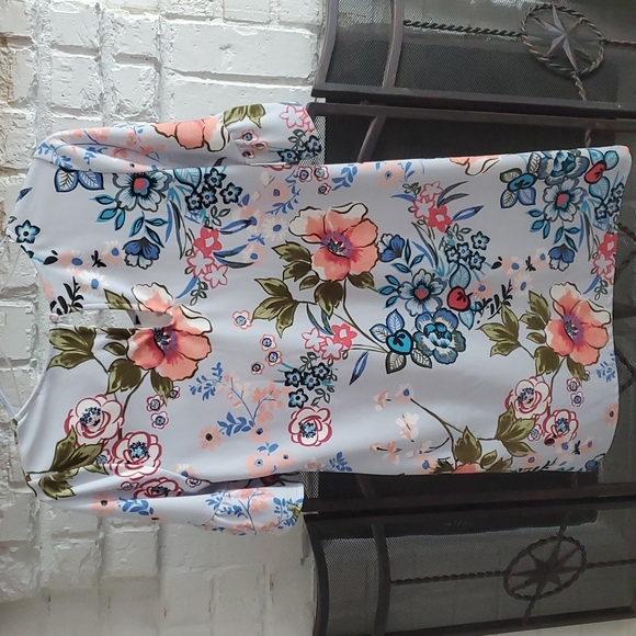 Pretty pale blue floral v neck dress by Nicole Miller. Excellent condition! - Picture 4 of 8